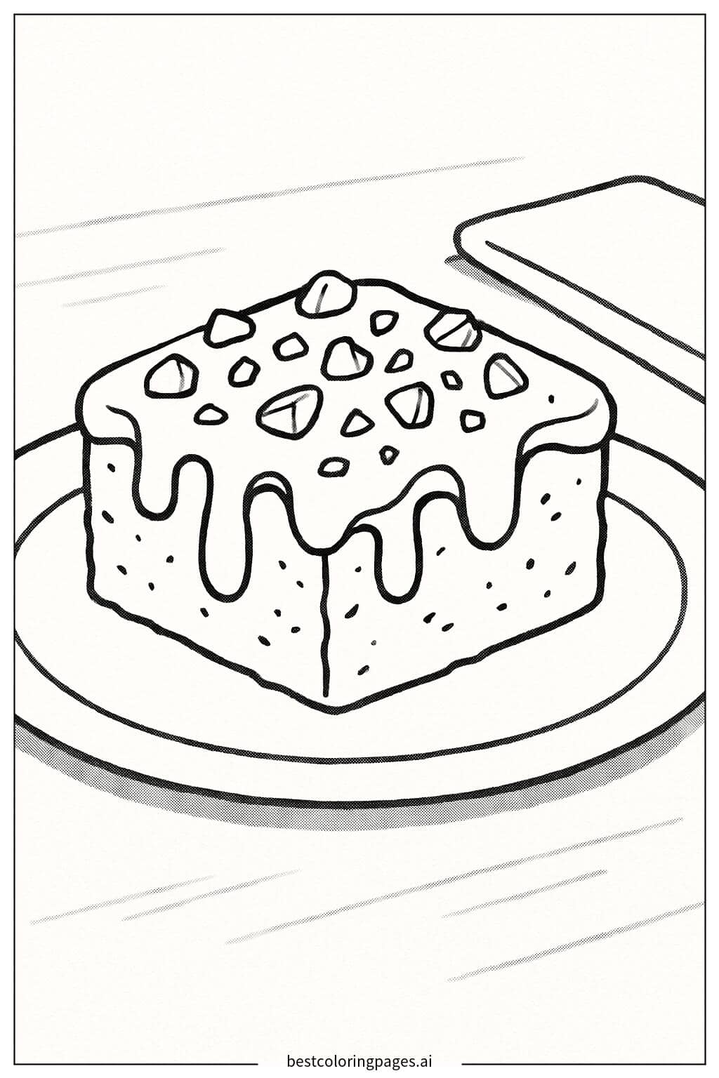 ナッツとチョコレートがけのブラウニー のぬりえ