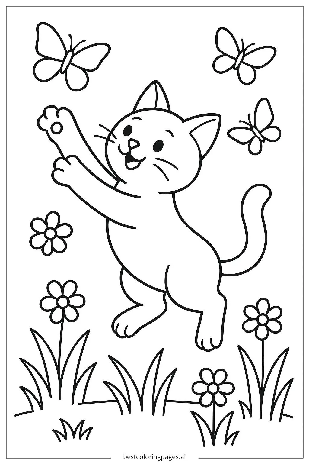 Cat Chasing Butterflies