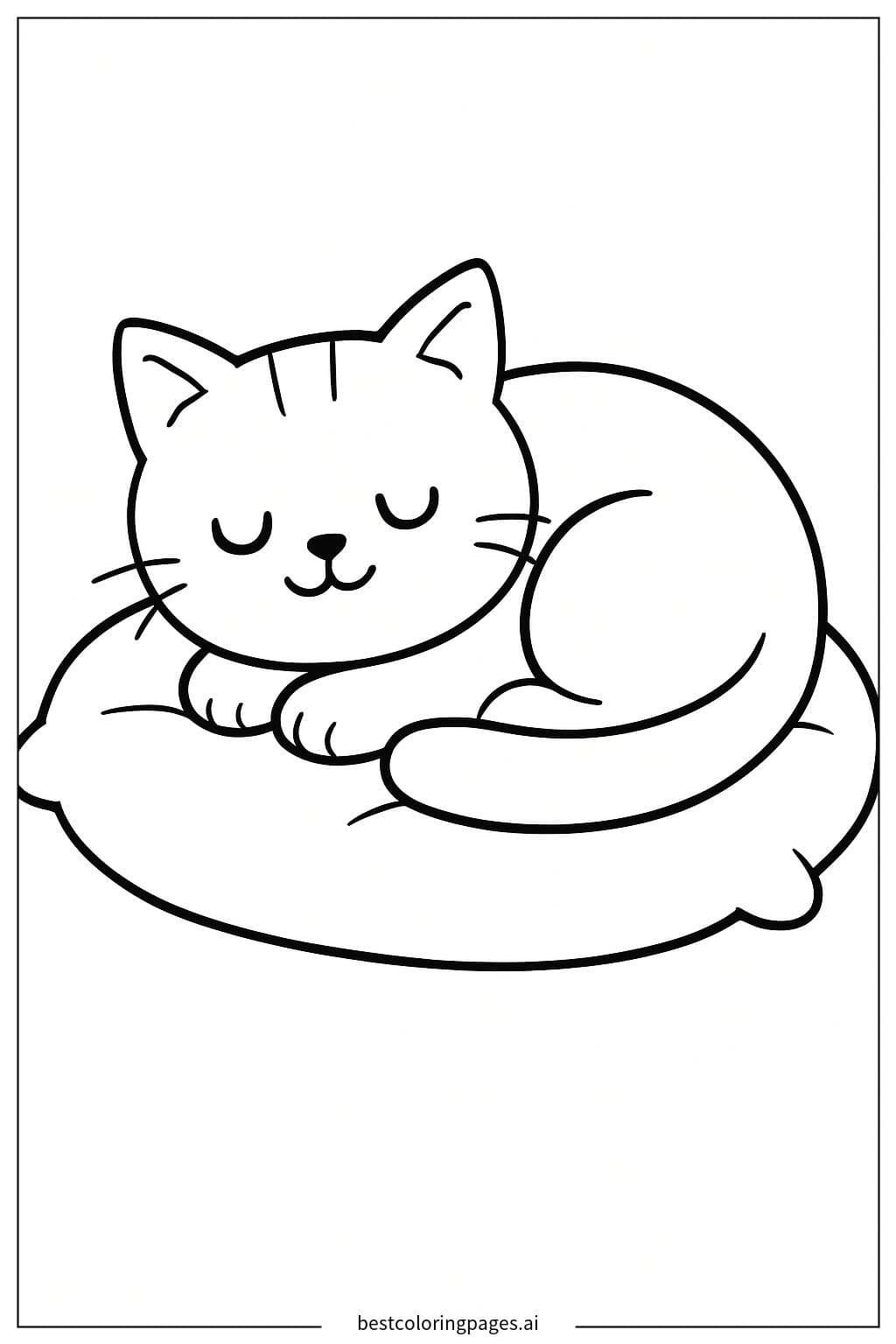 Gatto sdraiato su un morbido cuscino