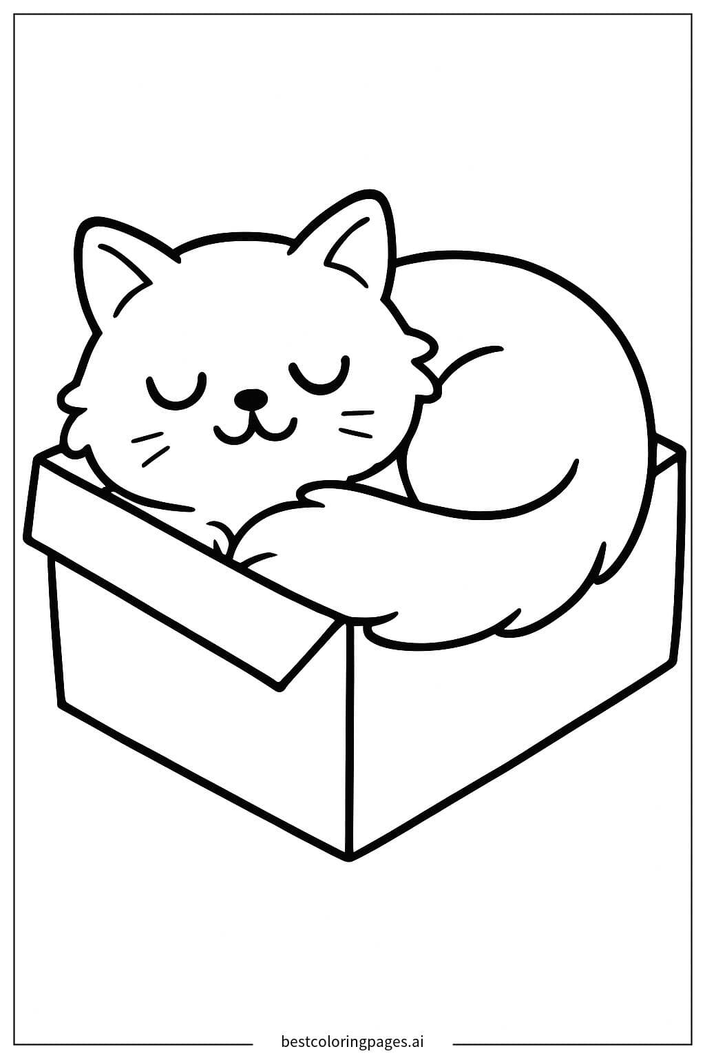 段ボール箱でお昼寝する猫