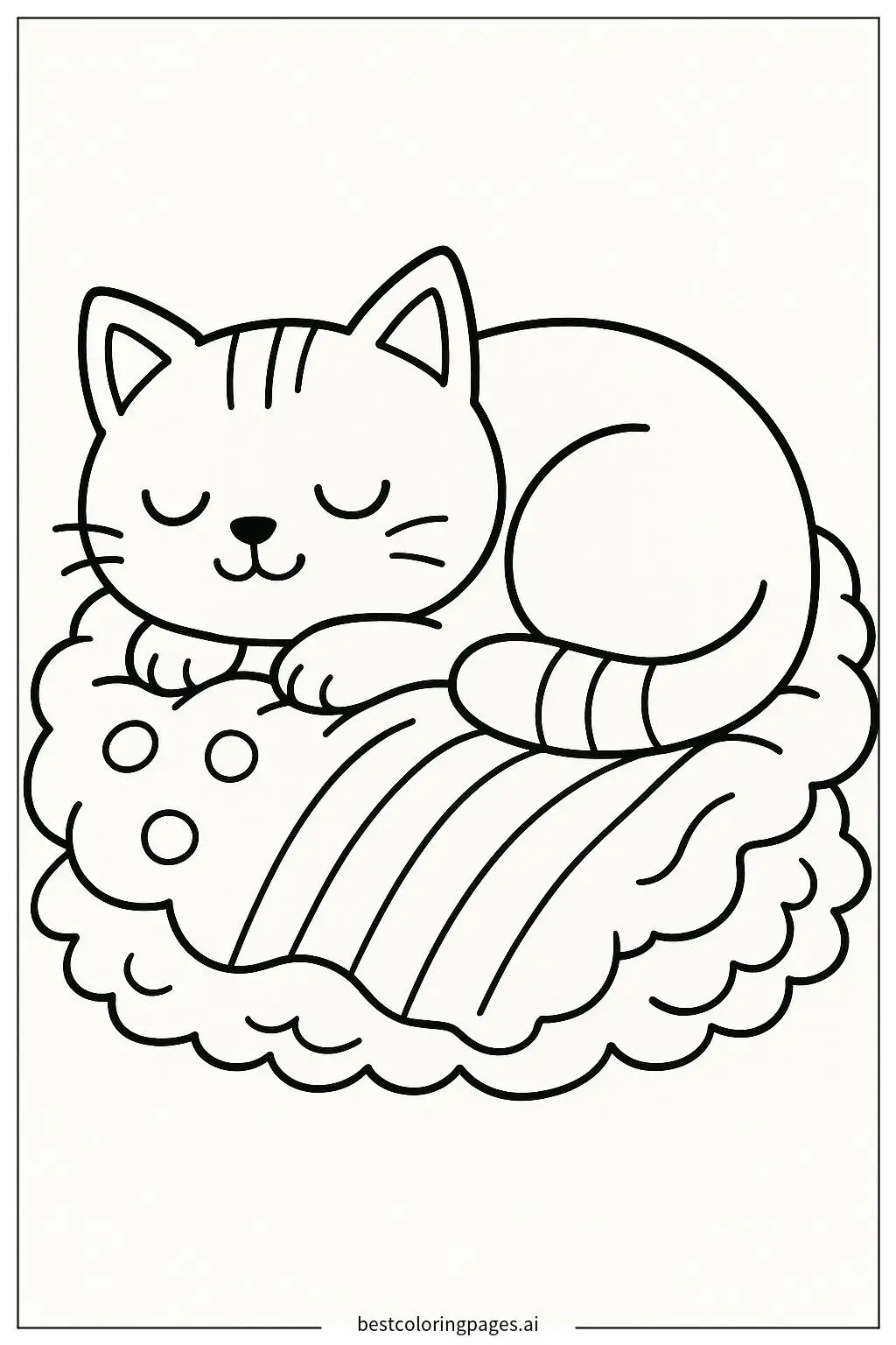 Cozy Cat Napping on a Blanket
