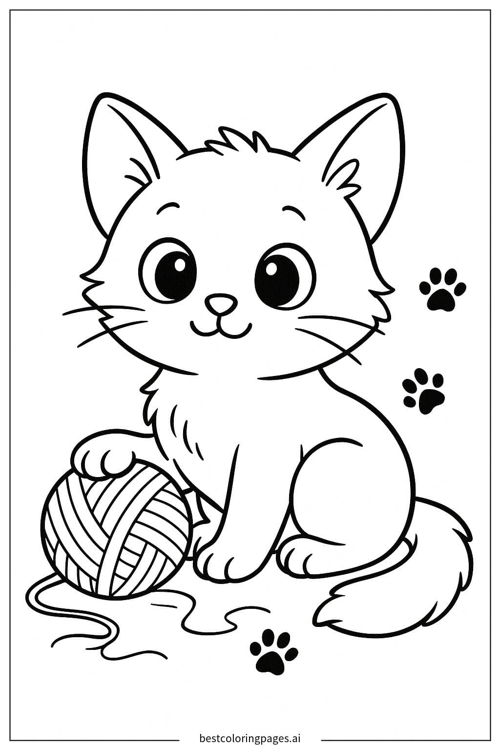 Playful Cat with Yarn