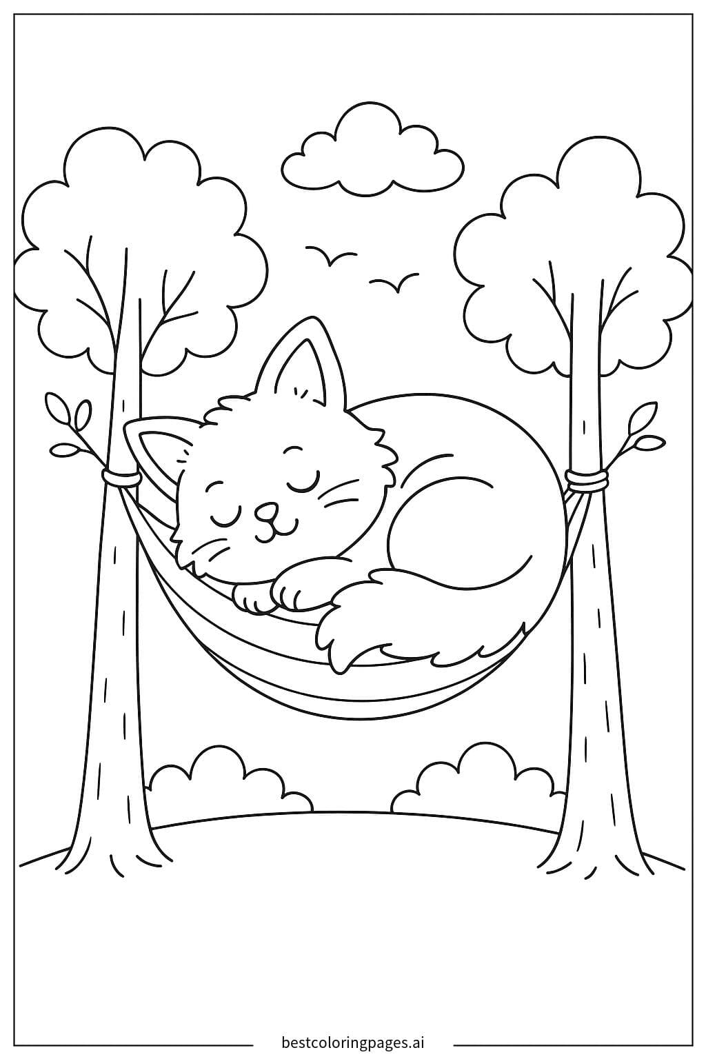 Cat Sleeping Peacefully in a Hammock