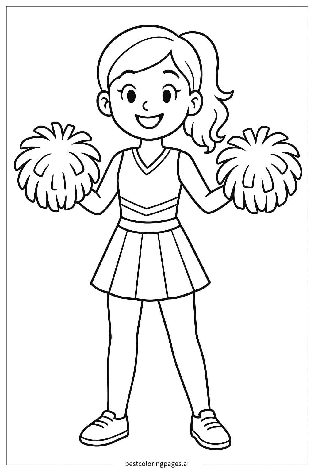 Cheerleader with Pom-Poms Coloring Page