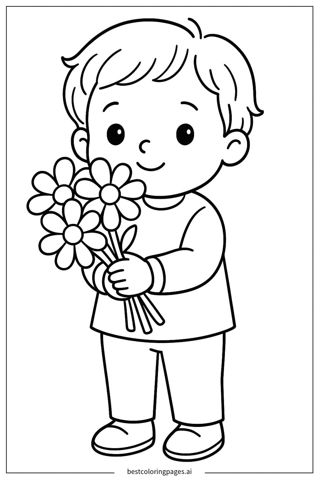 Child with a Bouquet of Flowers