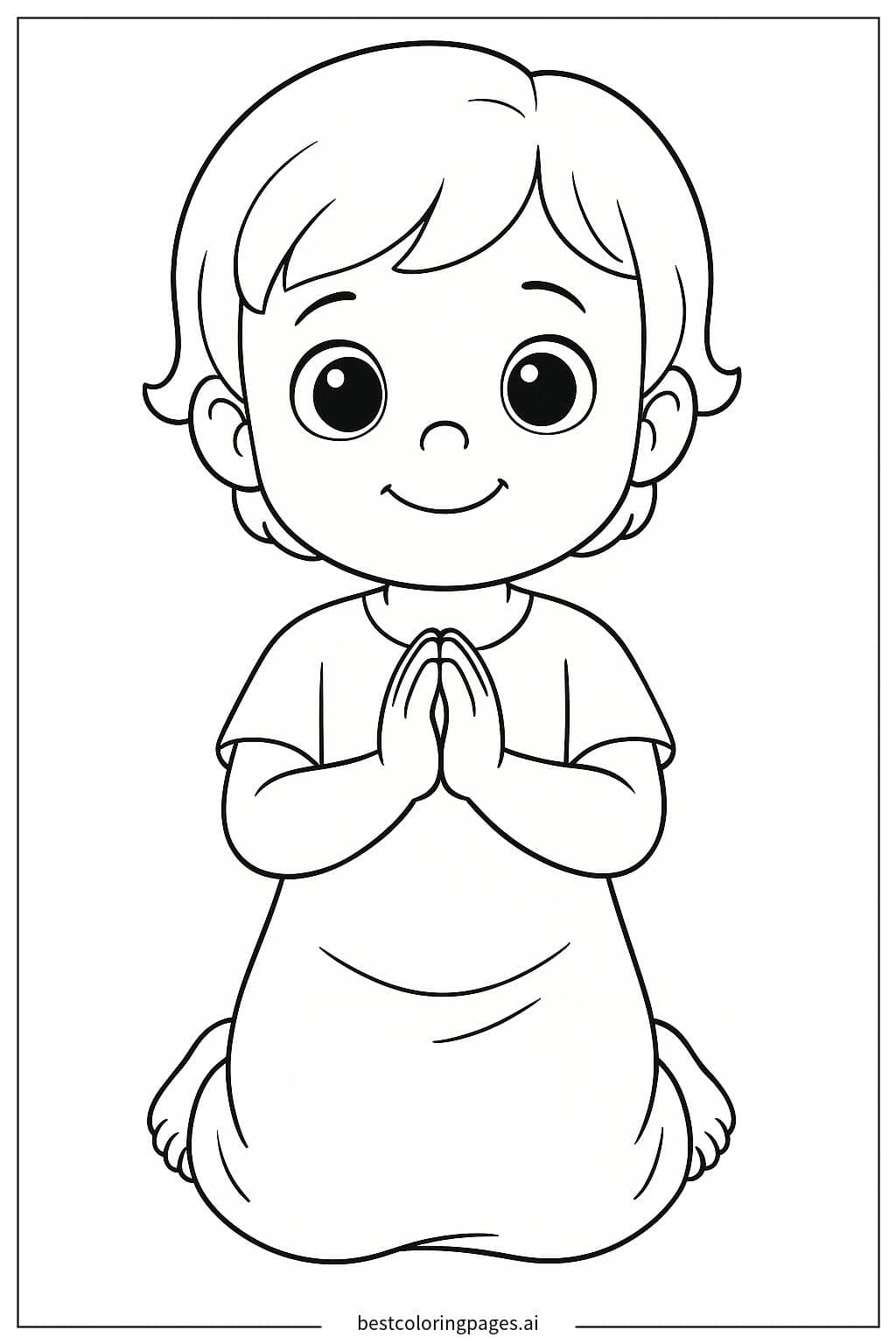 Child Praying with Hands Clasped
