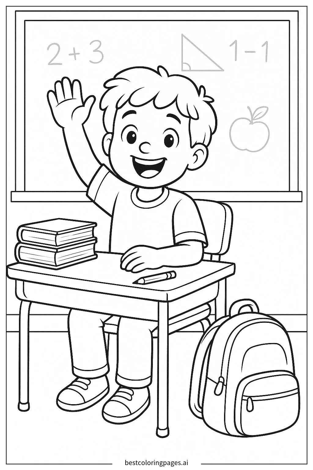 Bambino che alza la mano in classe