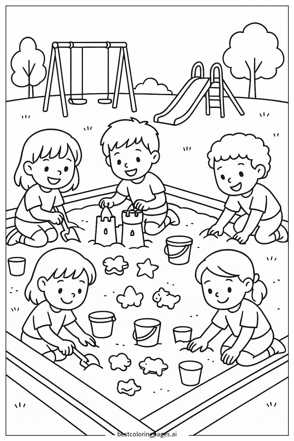 Kids Having Fun in a Sandbox