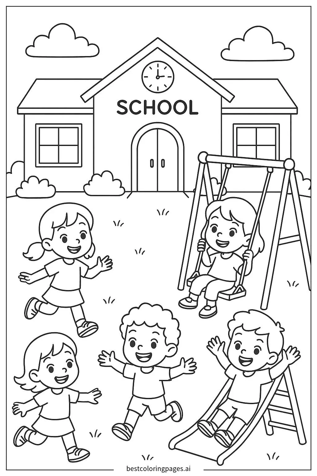 Anak-Anak Bermain di Halaman Sekolah