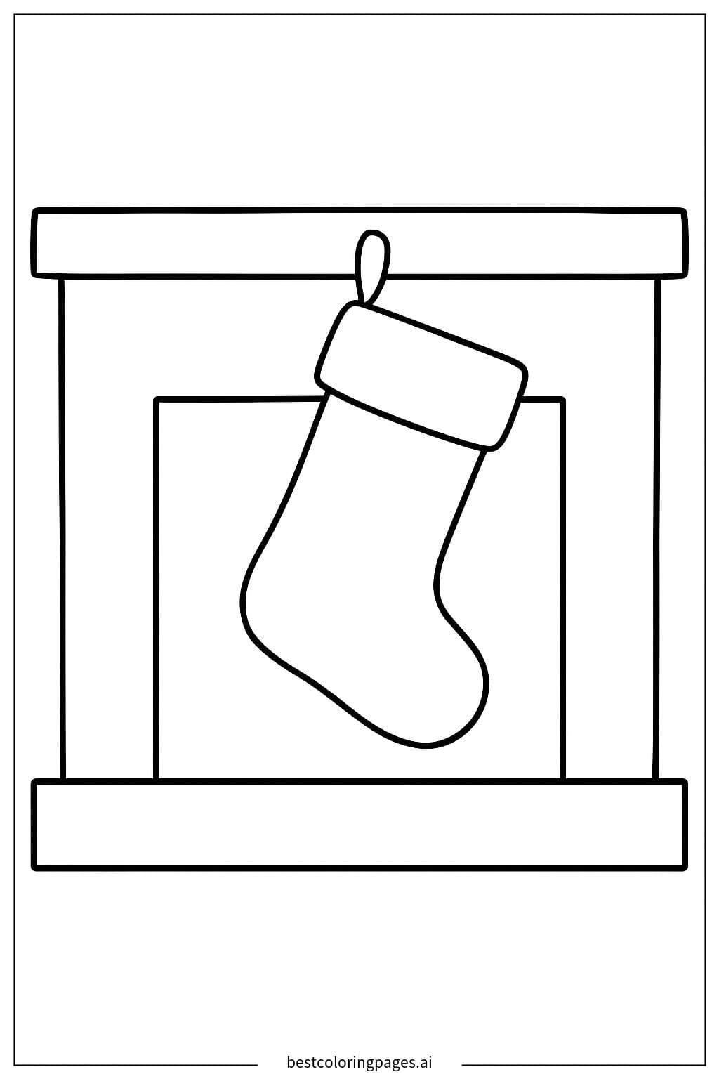 Christmas Stocking Hanging on a Cozy Fireplace