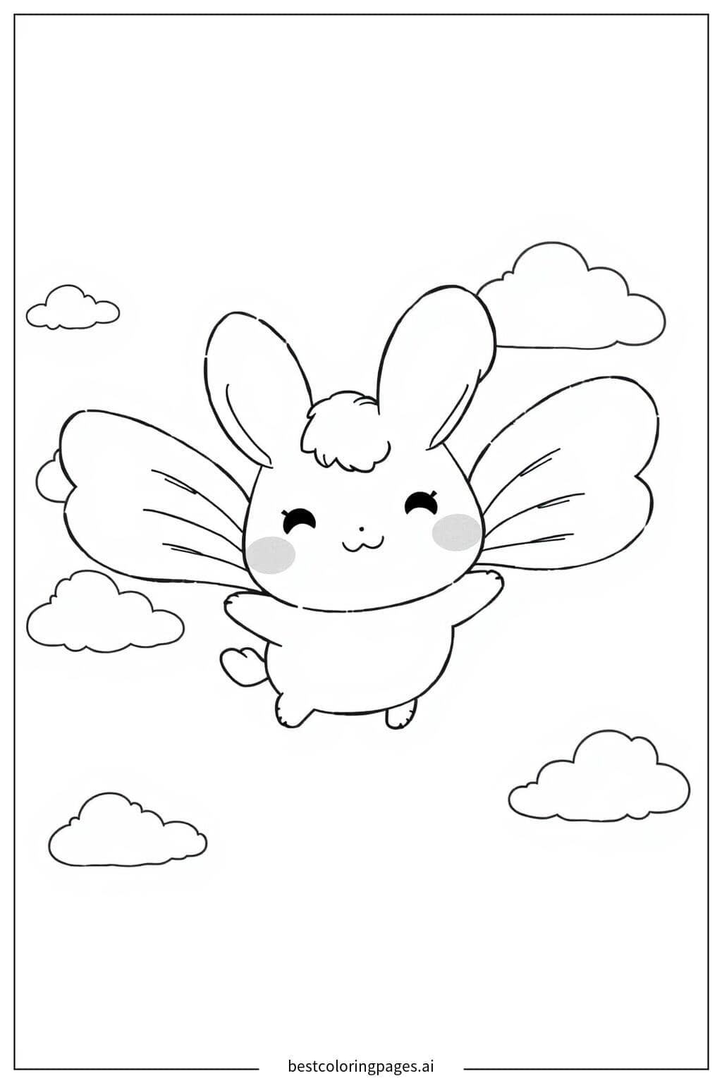 Disegni di Cinnamoroll che vola con le orecchie come ali da Colorare