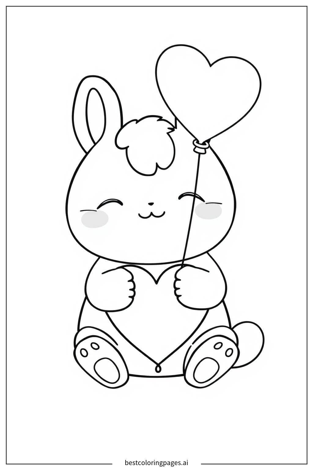 Tranh tô màu Cinnamoroll cầm bóng bay hình trái tim