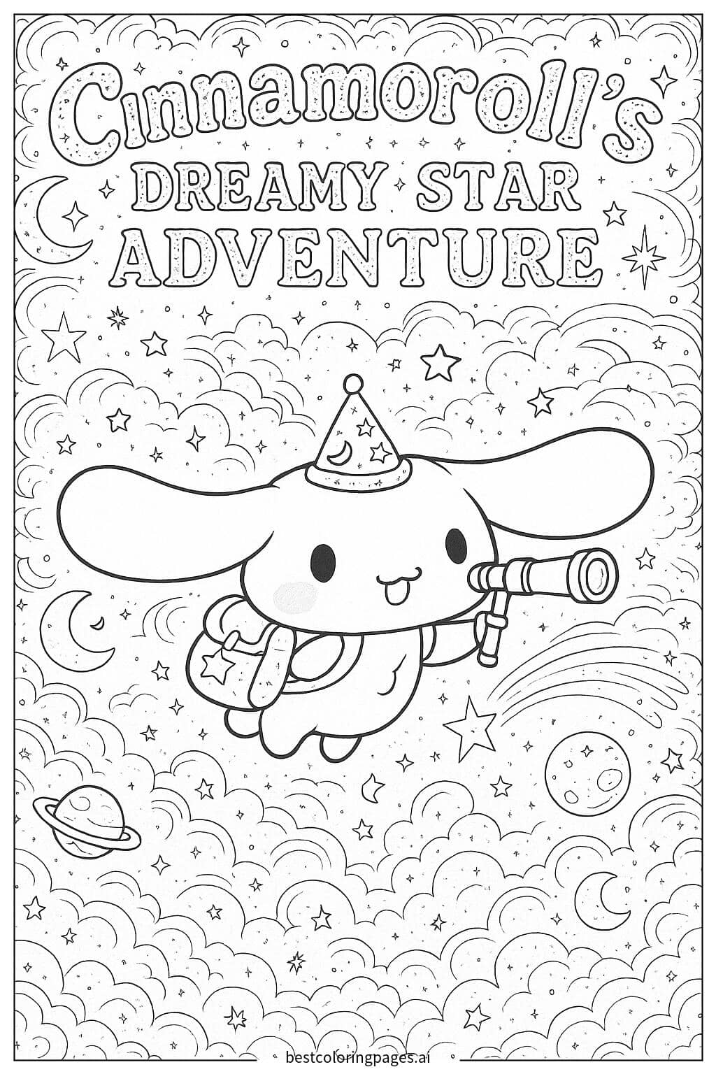 Cinnamoroll的夢幻星星探險 著色圖