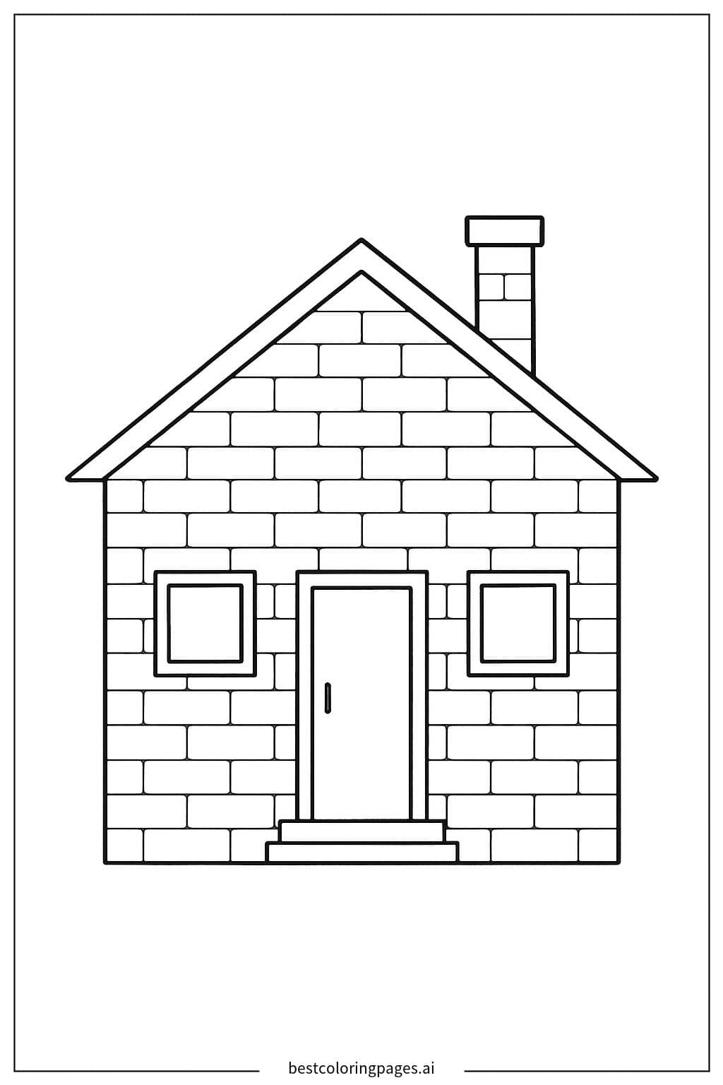 Charming Brick House Coloring Page