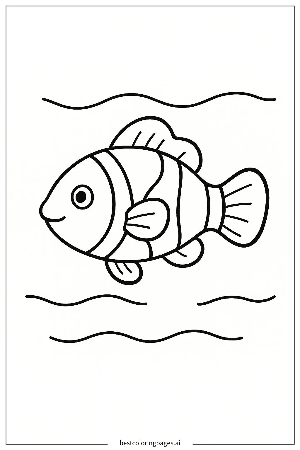Clownfish Swimming in the Ocean Coloring Page