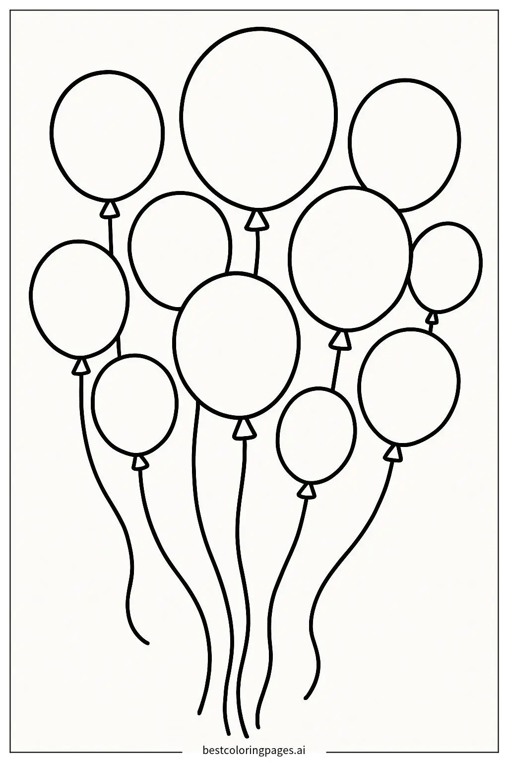 彩色气球 涂色页
