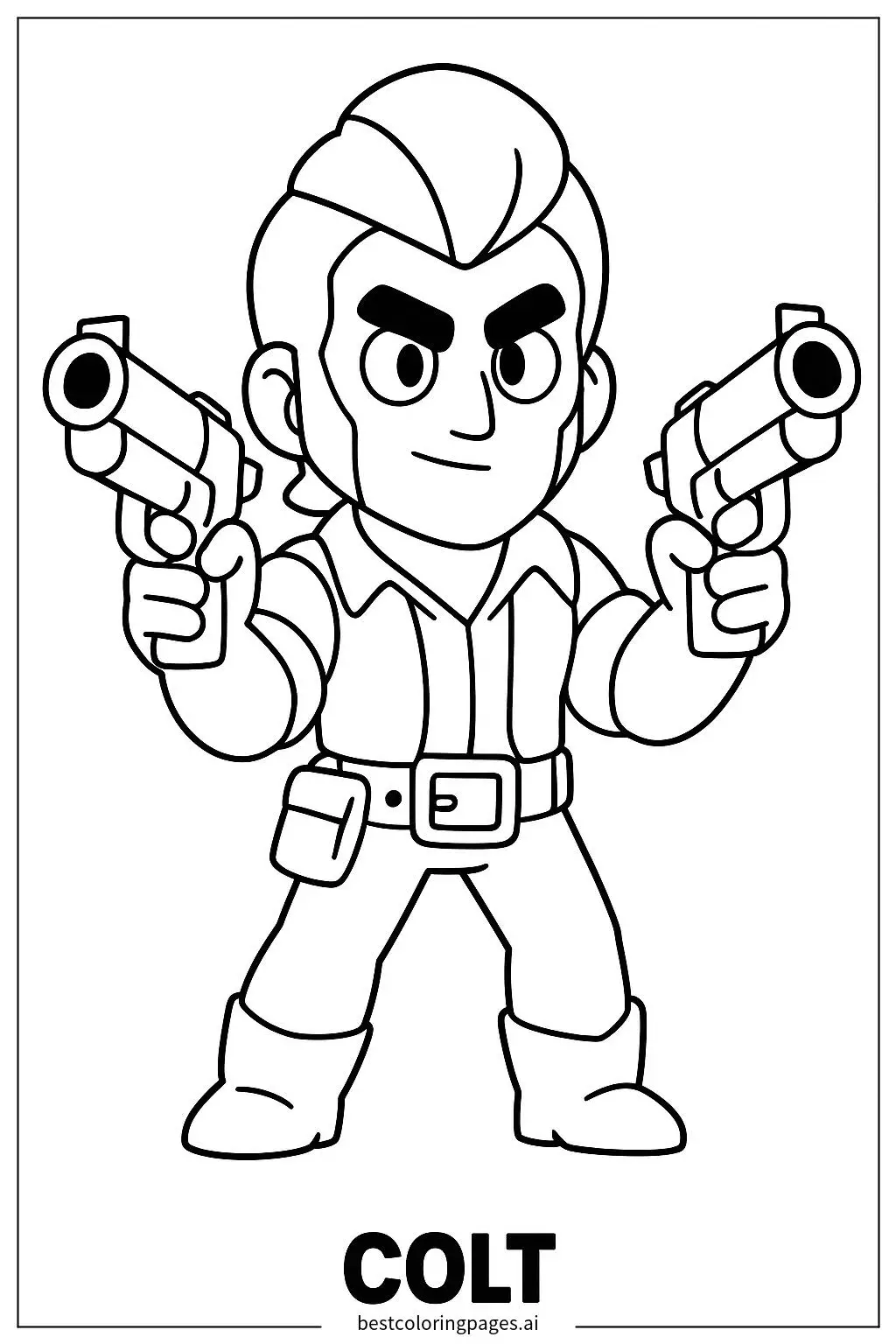 Colt Aiming with His Pistols Coloring Page