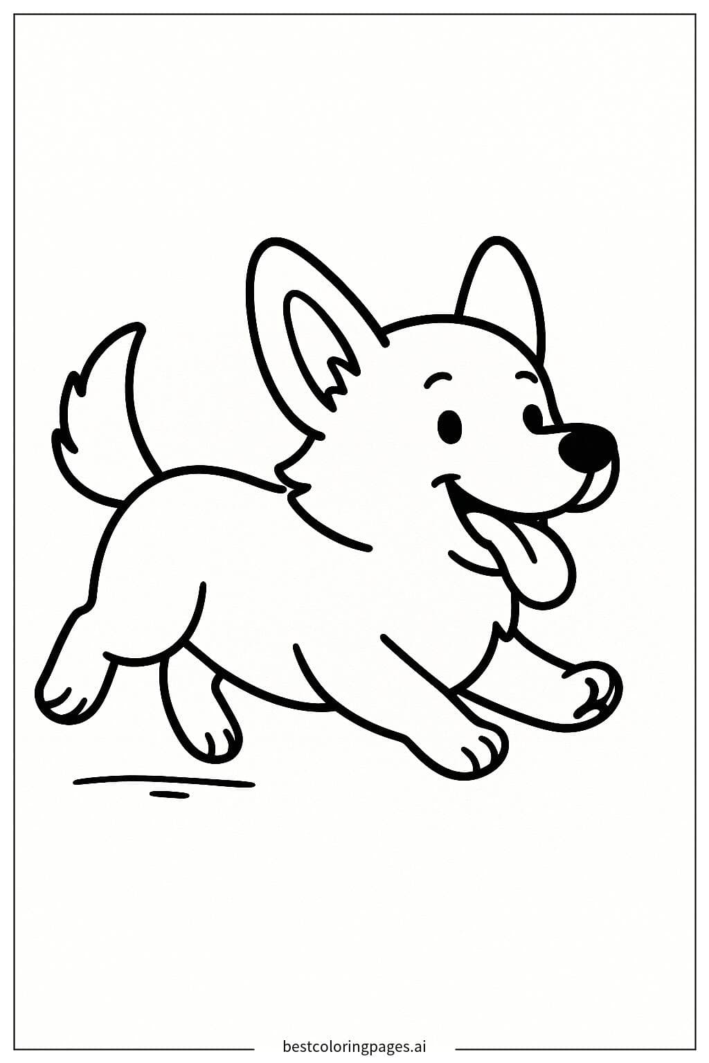 Corgi Running Joyfully Coloring Page