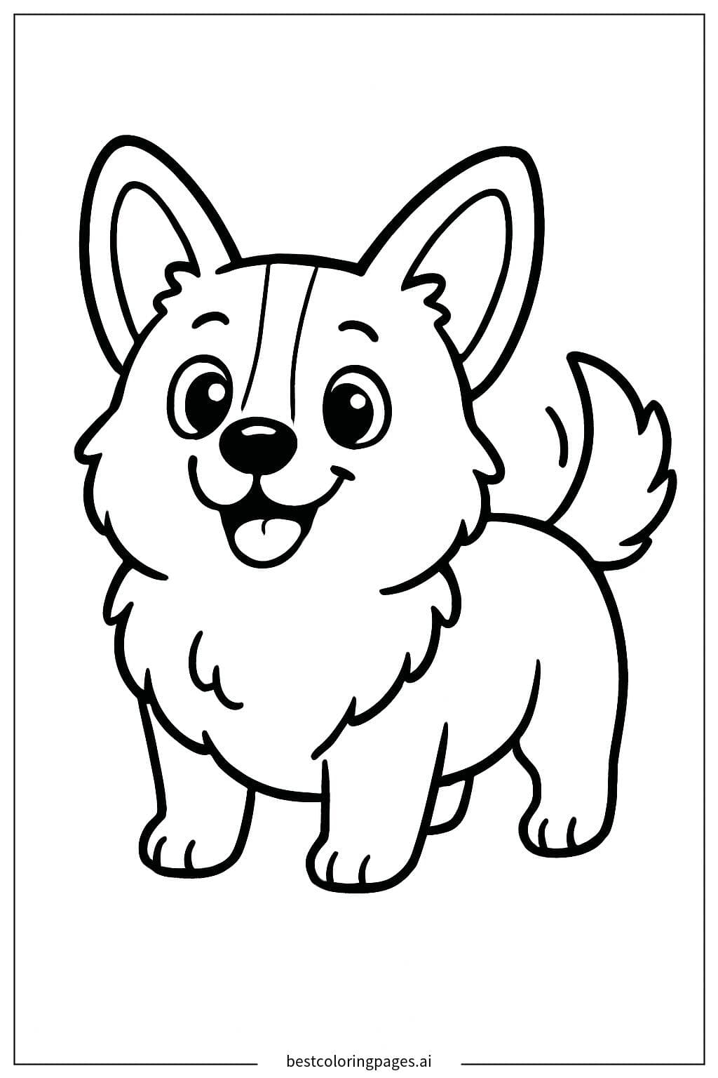 Corgi Wagging Tail Coloring Page
