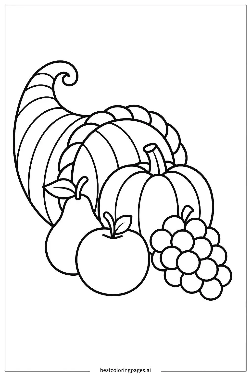 Cornucopia Filled with Thanksgiving Fruits