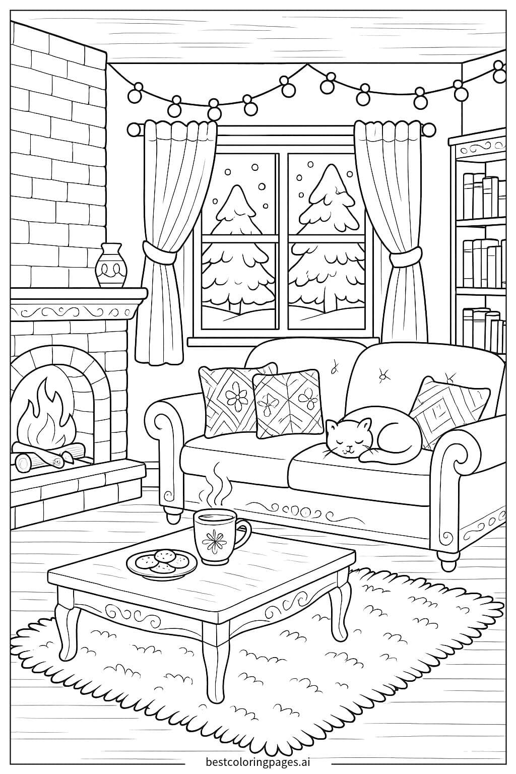 Cozy Living Room on a Winter Night