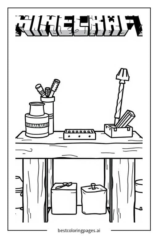 Minecraft Crafting Table Coloring Page