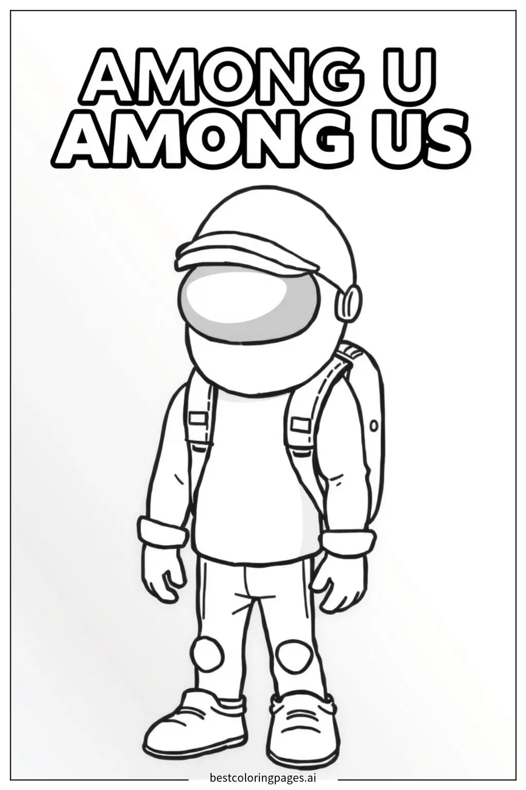 Crewmate with Backpack from Among Us Coloring Page