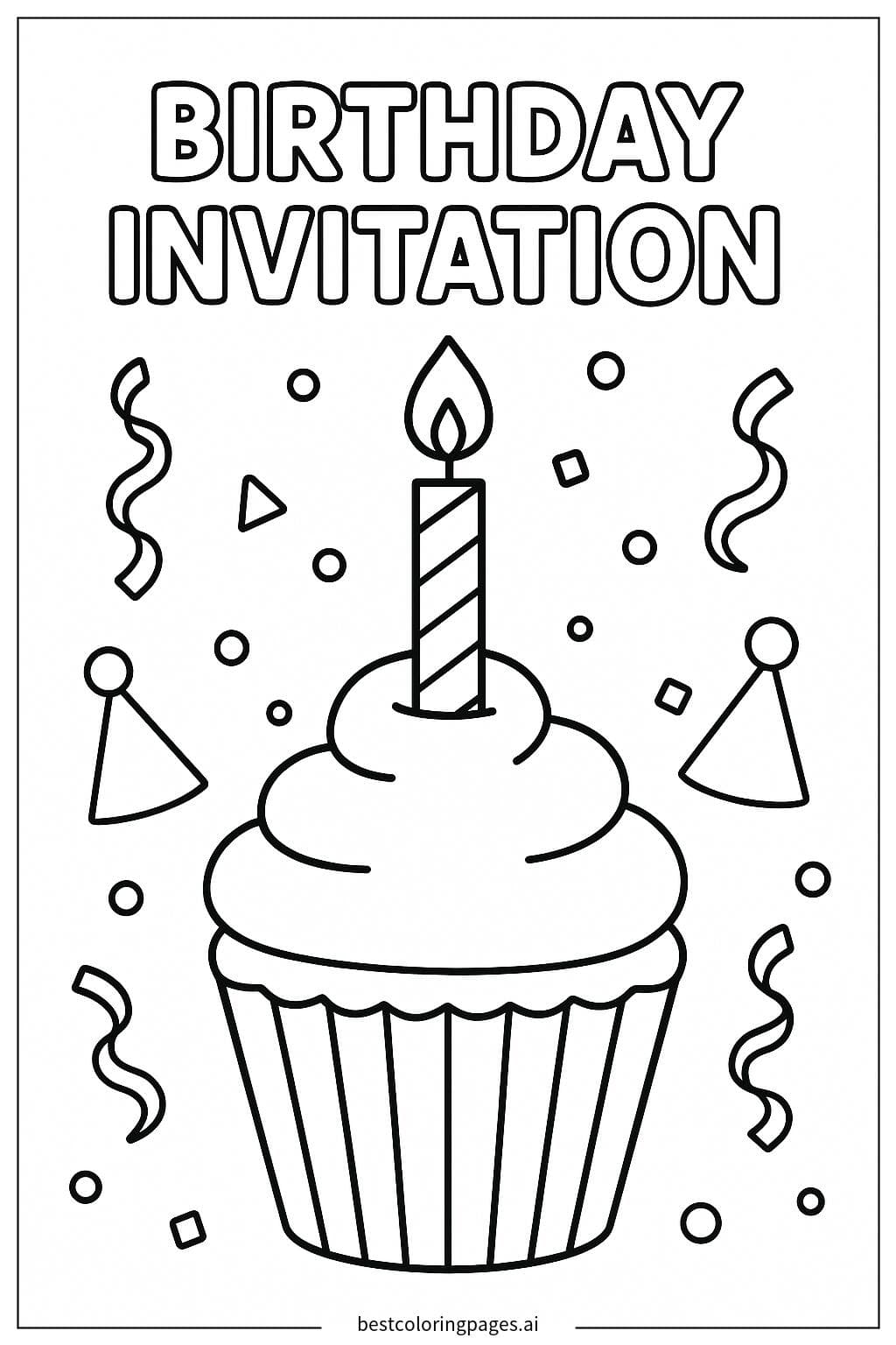 Cupcake and Candle Birthday Invitation