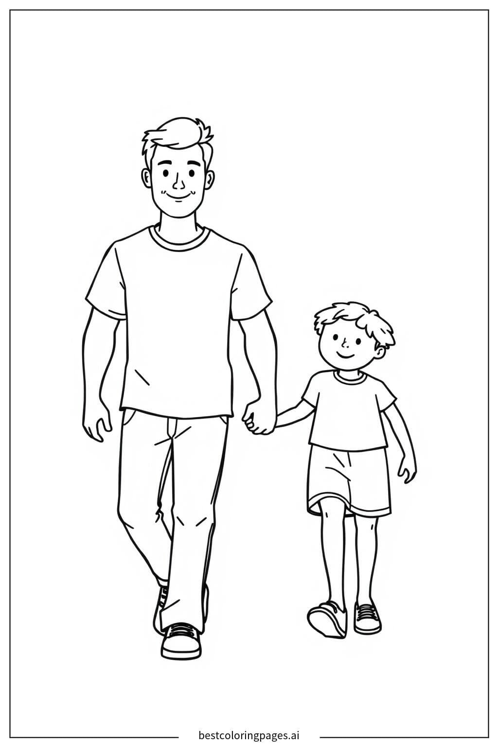Father and Child Walking Hand in Hand