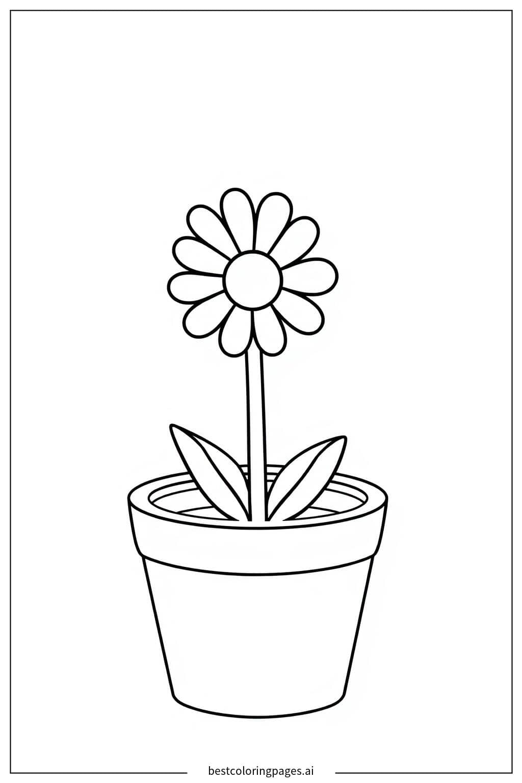 Beautiful Daisy in a Flower Pot Coloring Page
