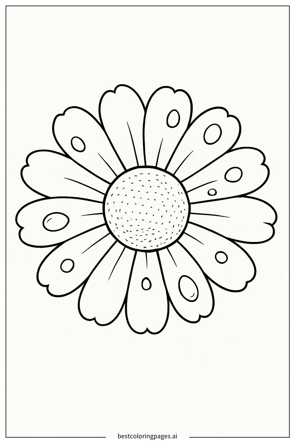 Daisy with Dew Drops Coloring Page