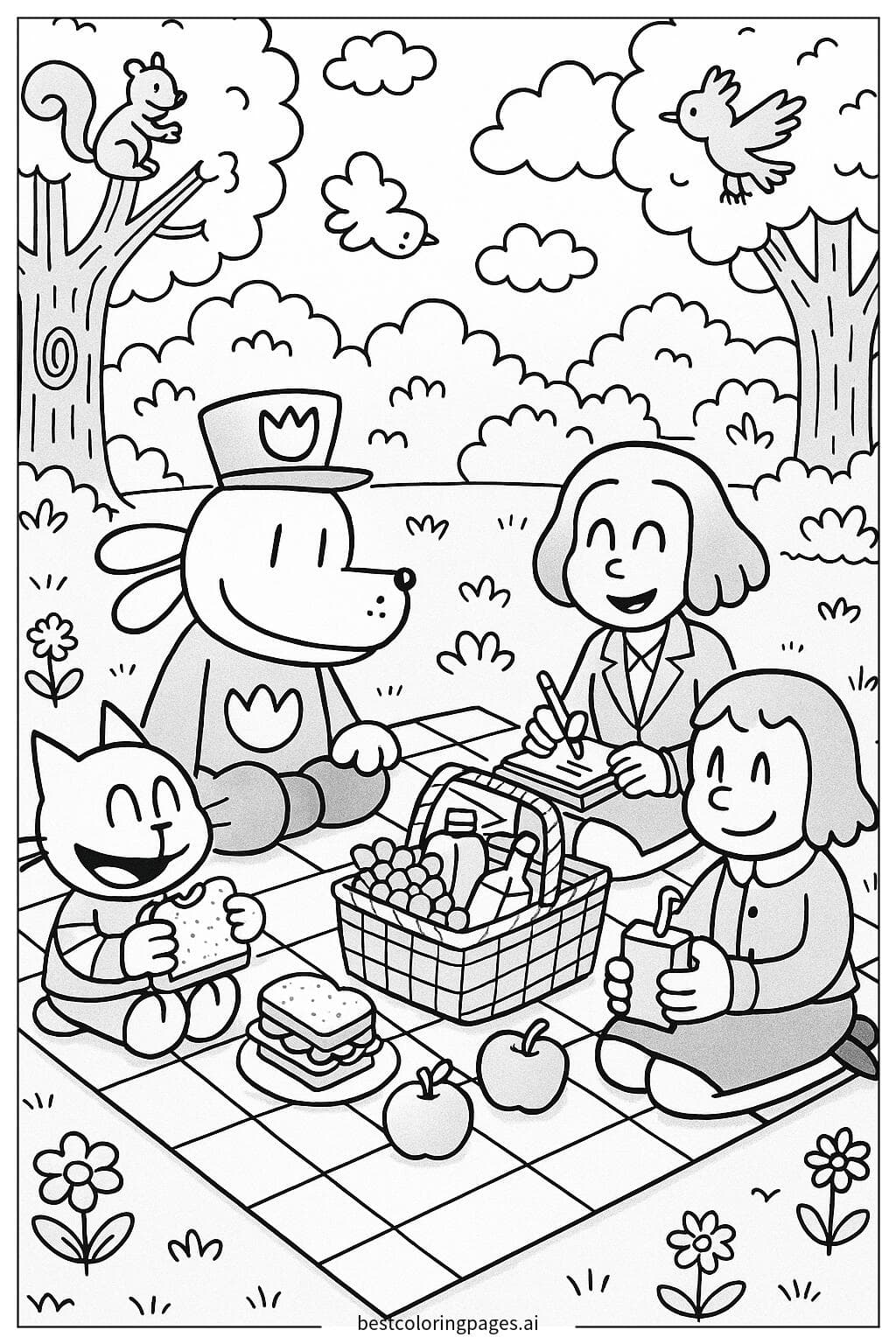 Dog Man and His Friends Enjoying a Park Picnic