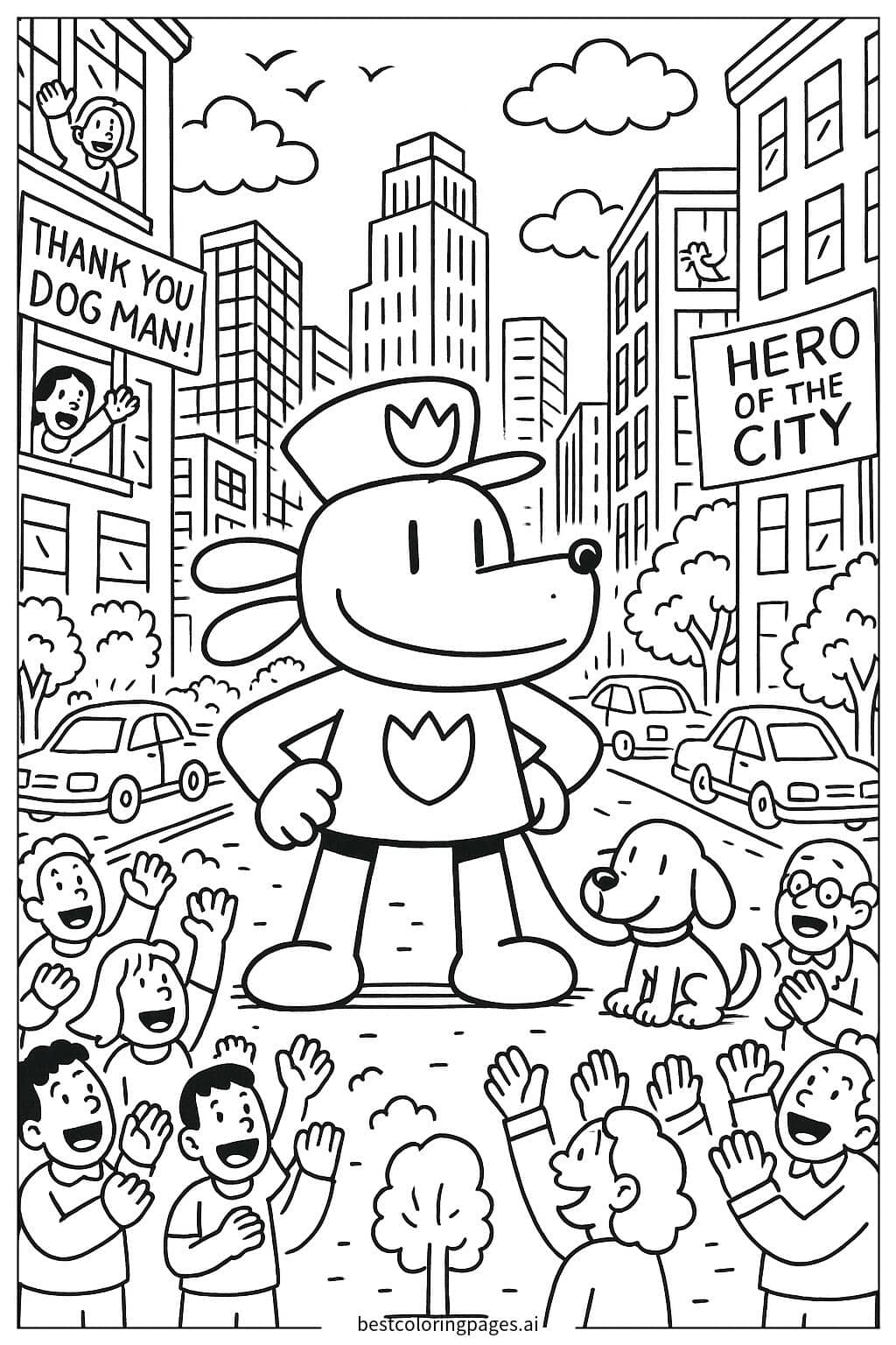 도그맨의 도시 구하기 색칠공부