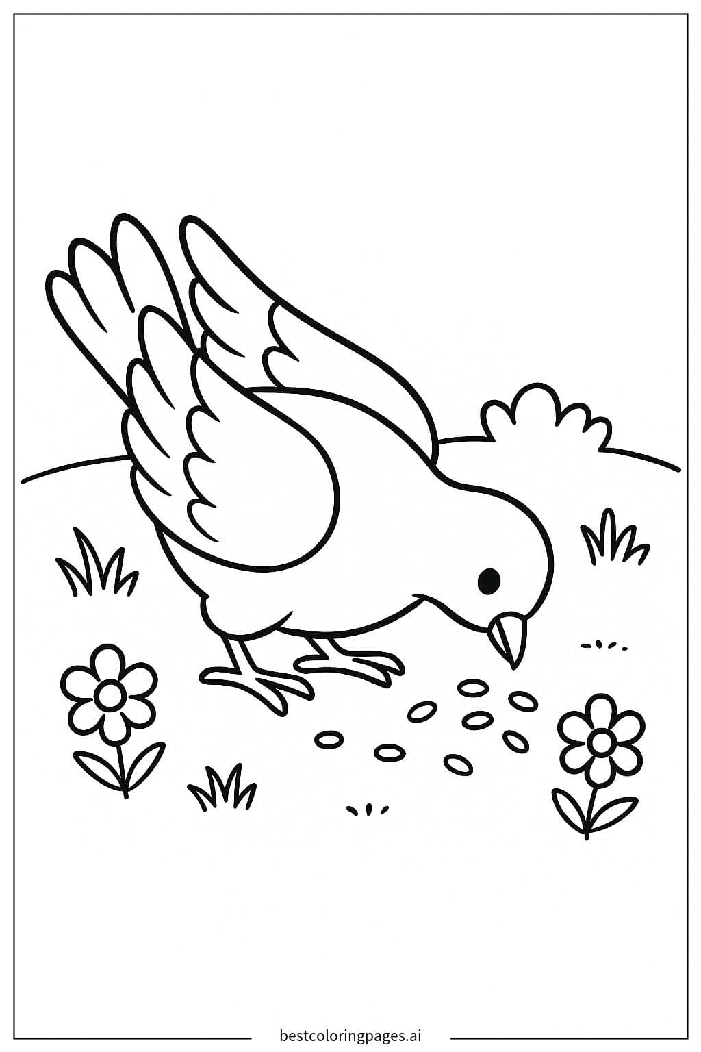 Dove Gathering Seeds