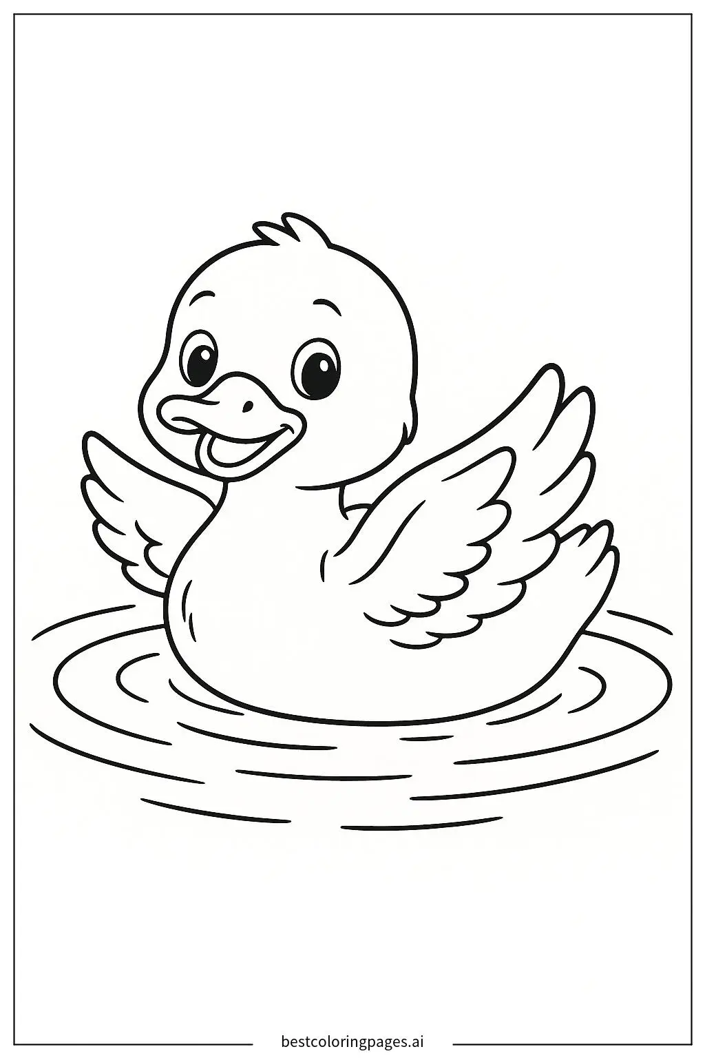 Duck Swimming in a Peaceful Pond Coloring Page