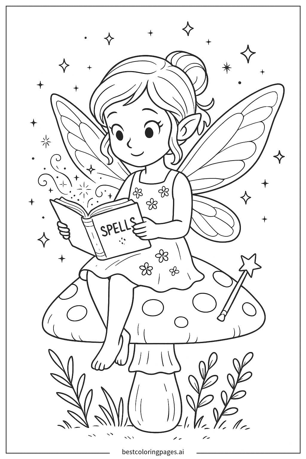 Fairy Reading a Spellbook