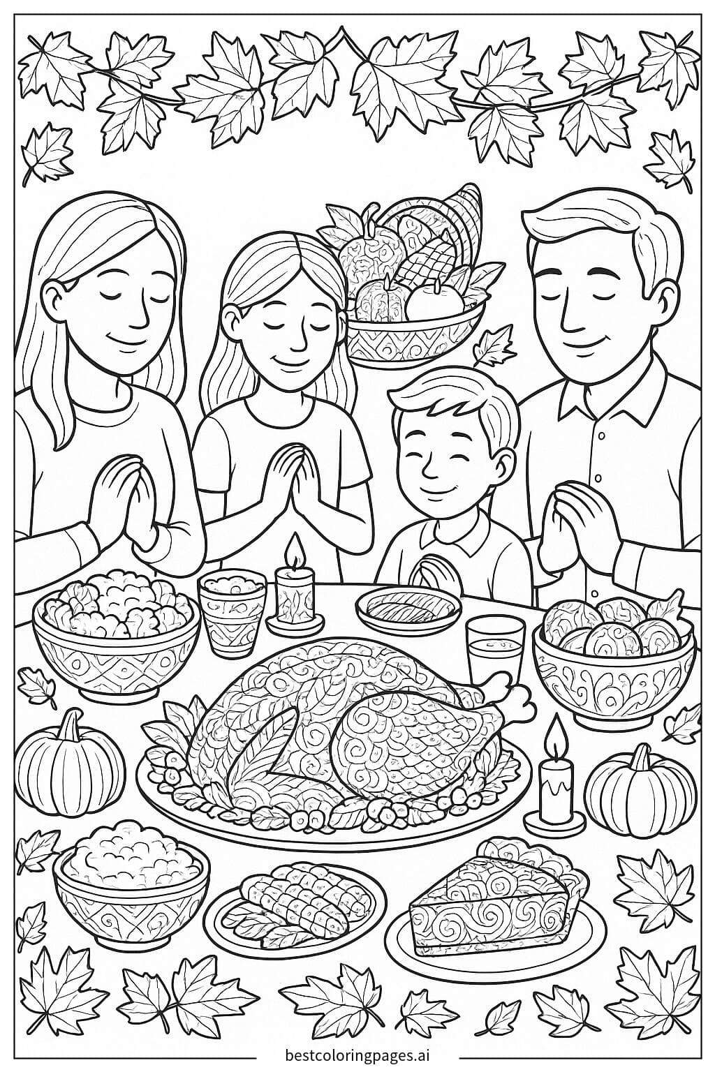 Family Gathering at Thanksgiving Dinner Table