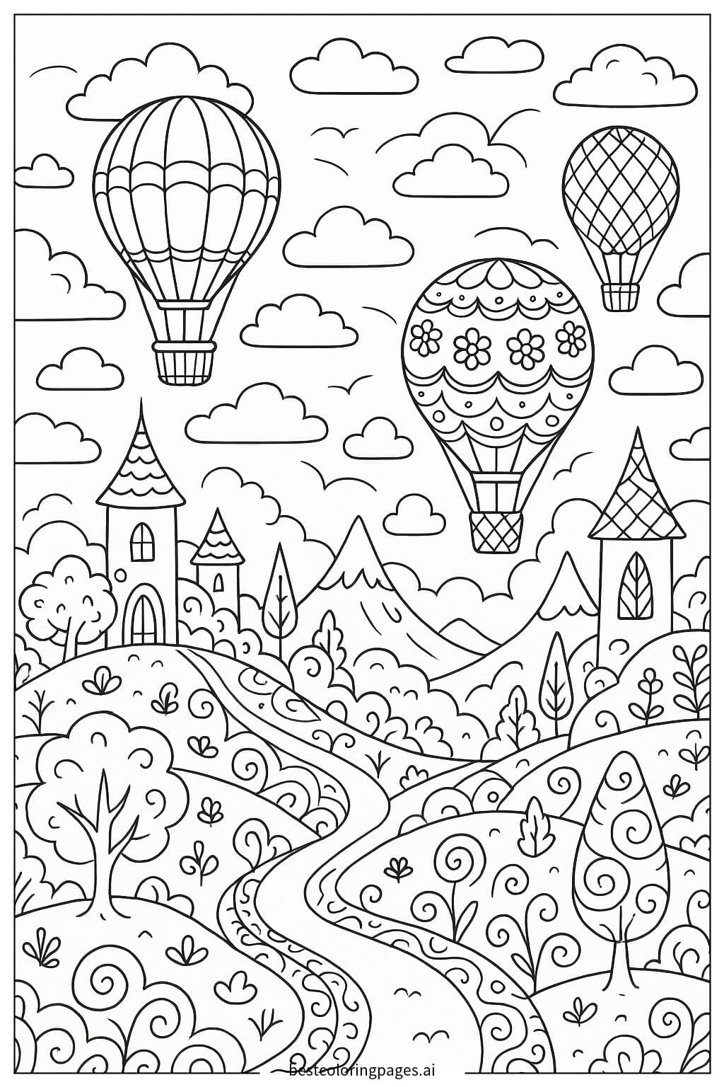 Fantasy Land with Floating Balloons