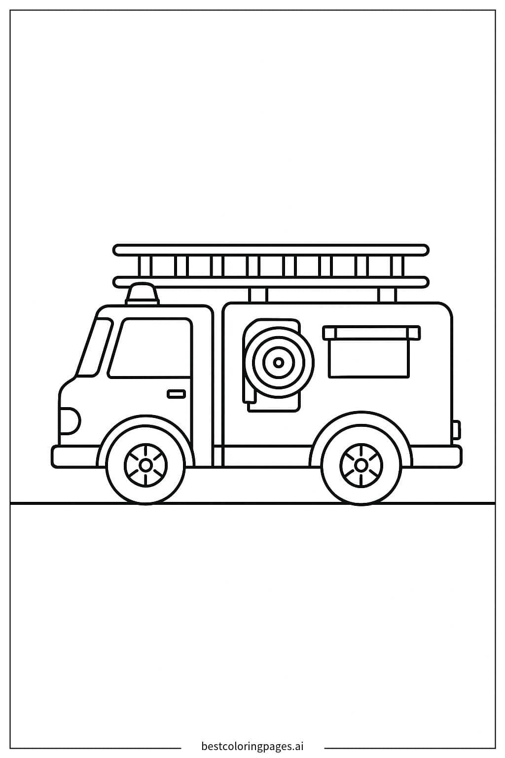 Fire Truck Driving on a Road Coloring Page