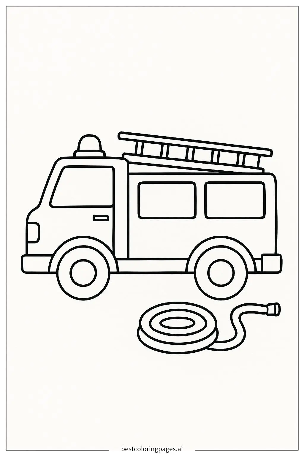 Fire Truck with a Water Hose Coloring Page