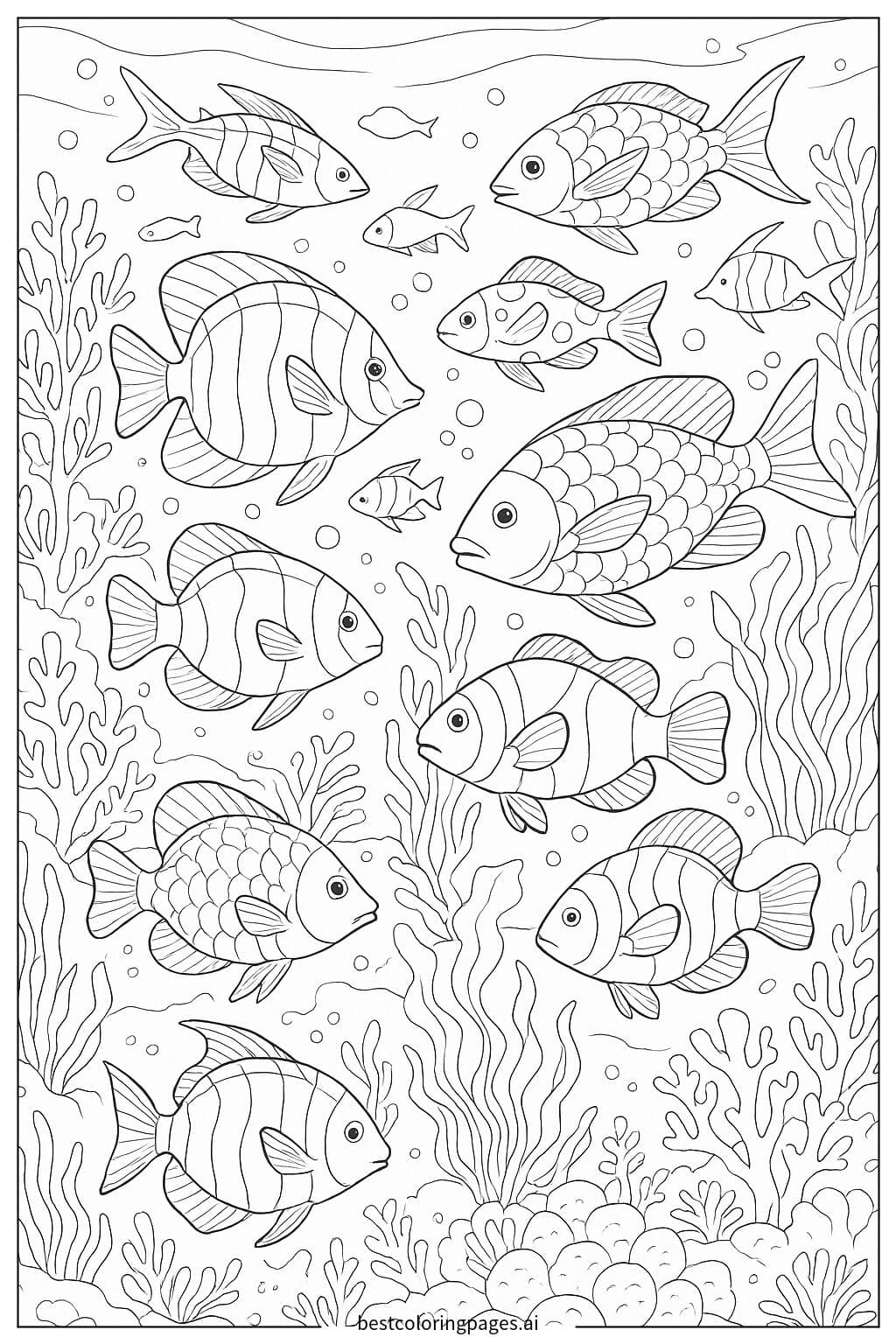 Fish School Swimming in the Ocean