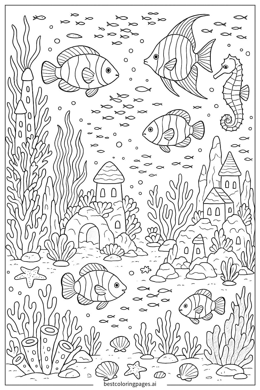 Fish Swimming in an Underwater City