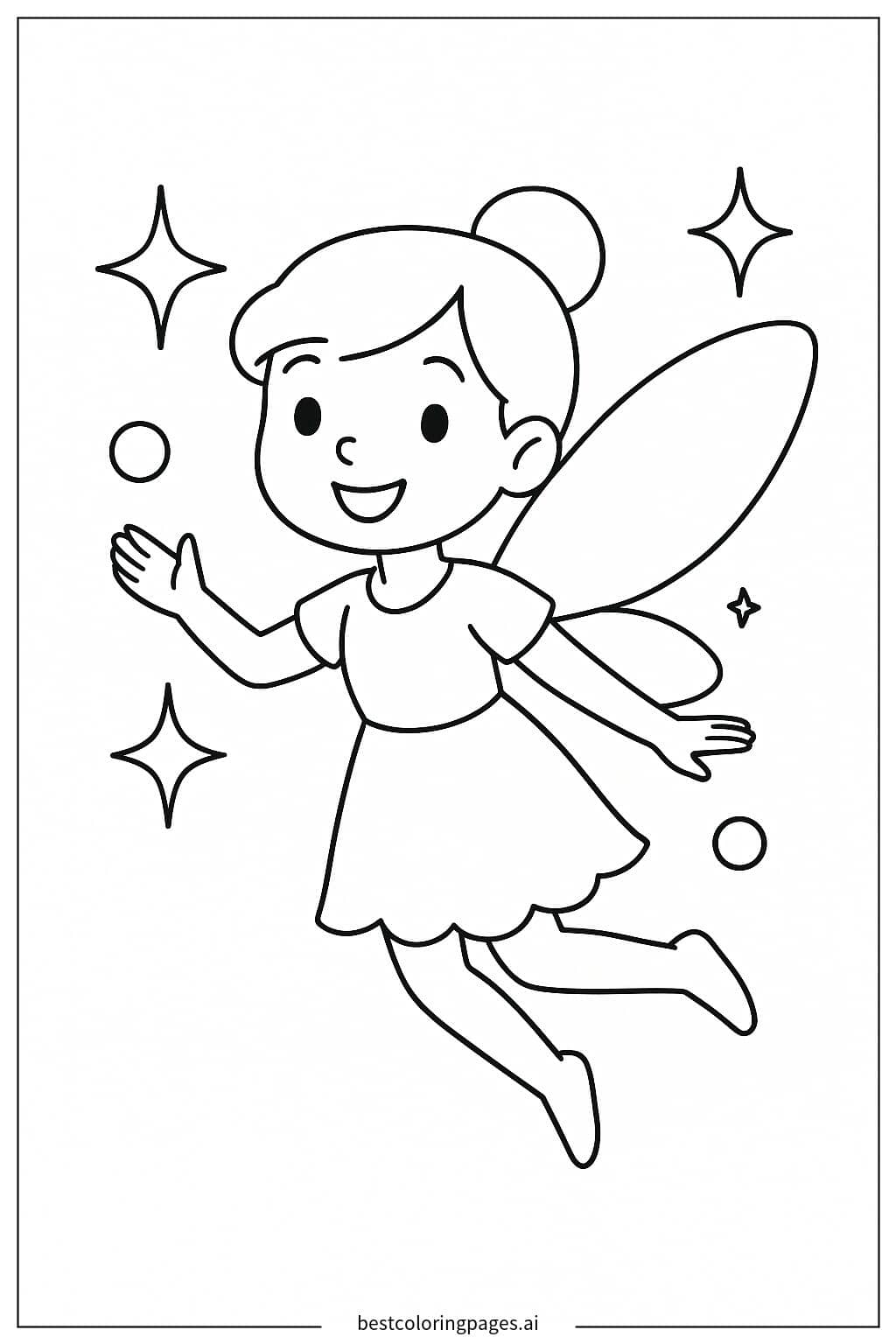 Flying Fairy with Sparkles Coloring Page