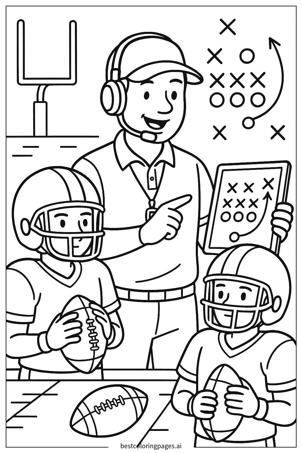 โค้ชฟุตบอลอเมริกันให้คำแนะนำด้วยบอร์ดกลยุทธ์