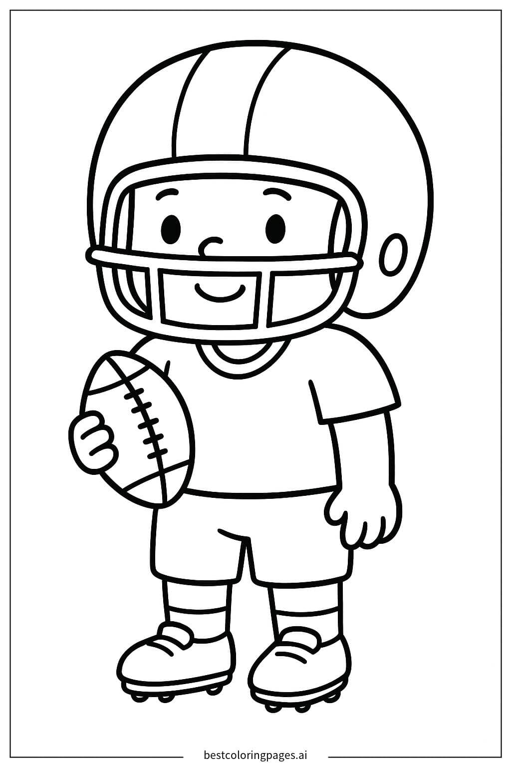 American Football Player with a Ball Coloring Page
