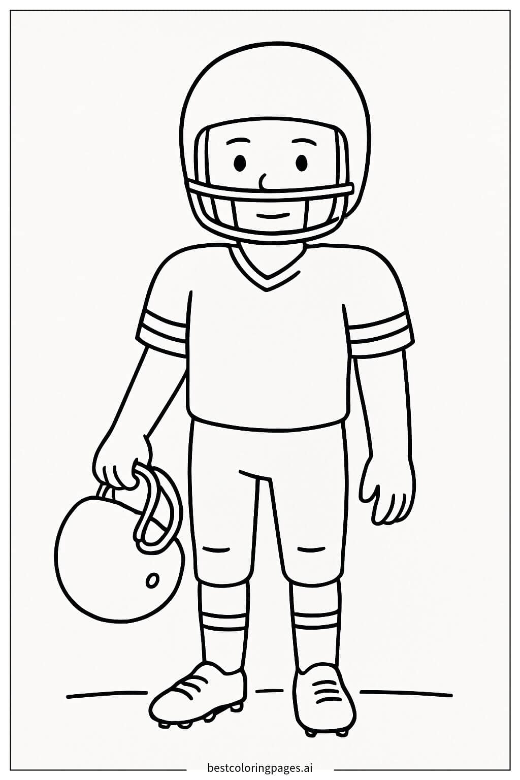 American Football Player Holding a Helmet Coloring Page