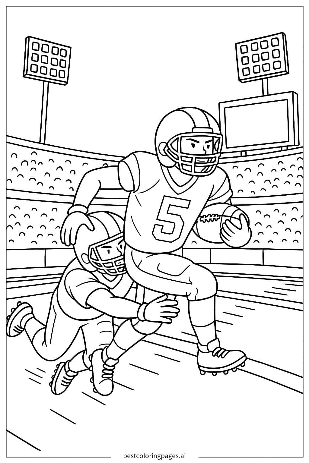 Exciting American Football Match in the Stadium Coloring Page