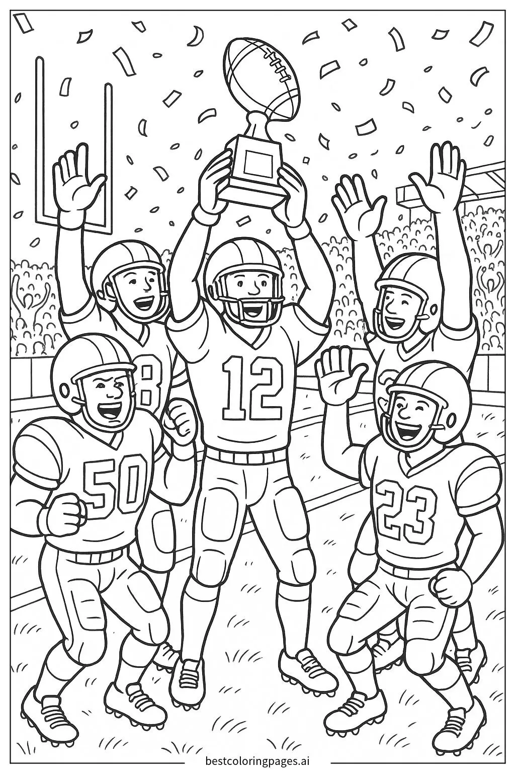 American Football Team Victory Celebration Coloring Page