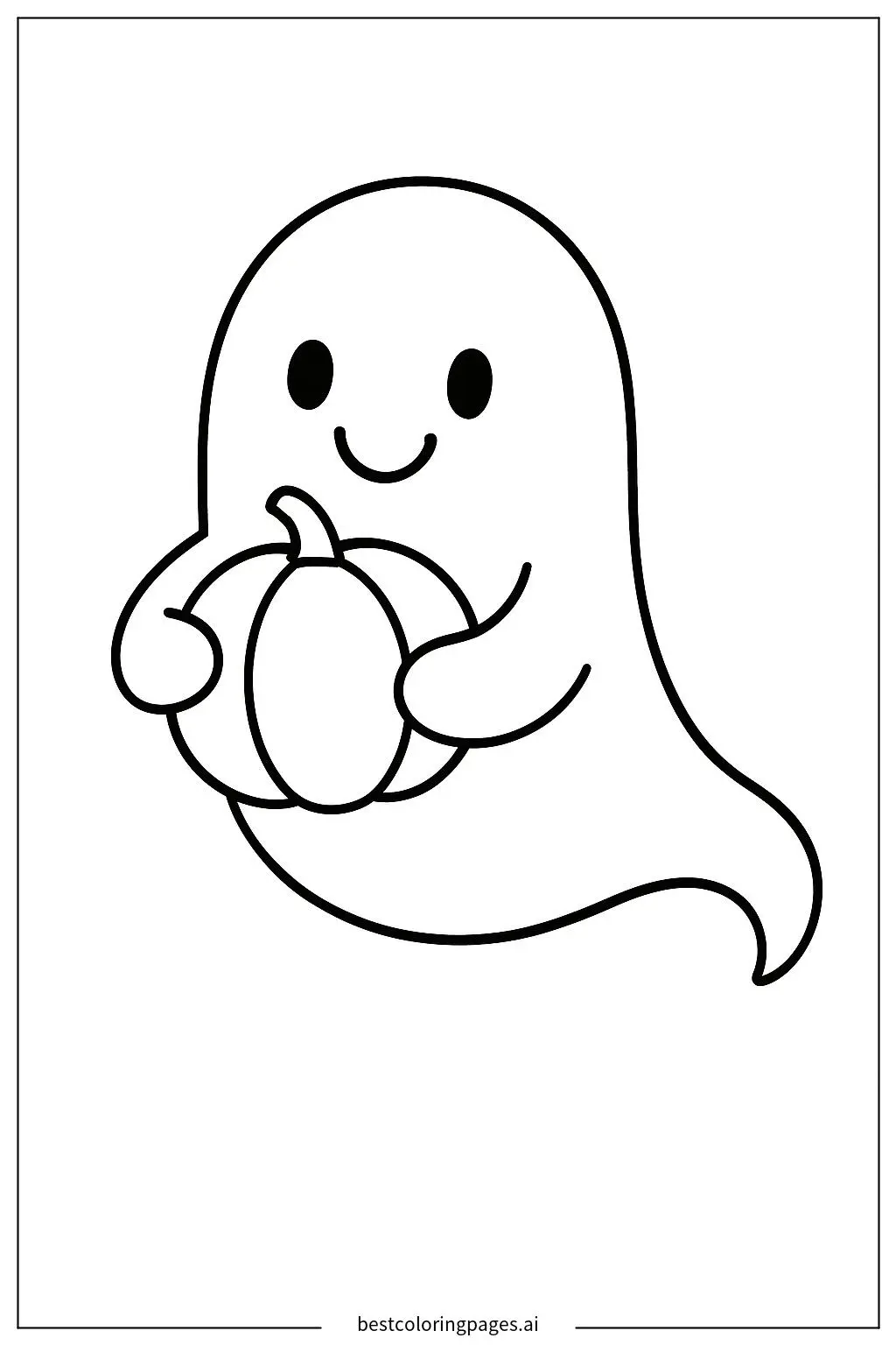 Friendly Ghost with a Pumpkin Coloring Page