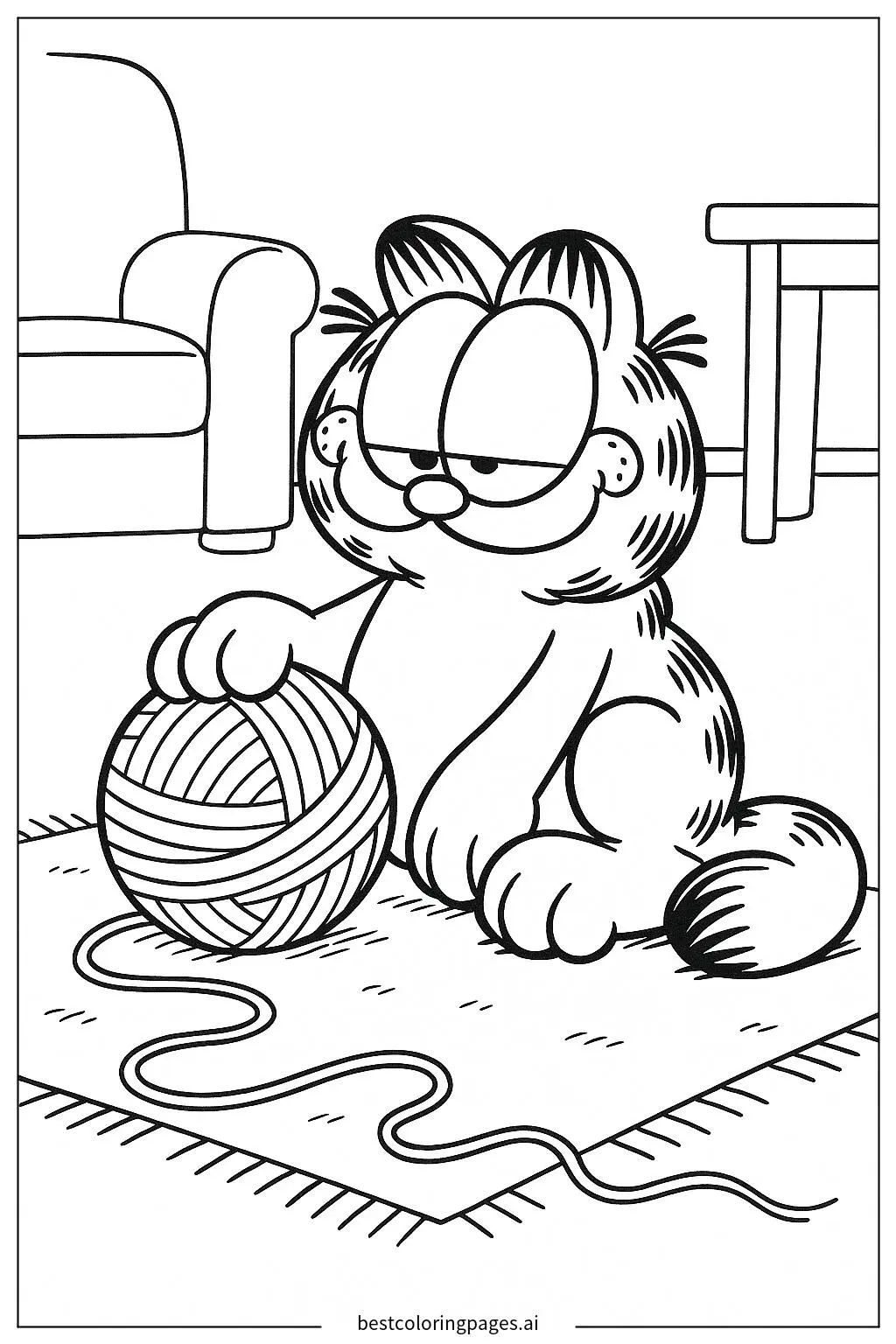 Garfield Having Fun with a Ball of Yarn